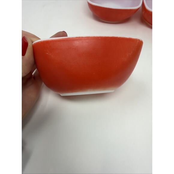 Vintage Pyrex Lot Primary Red 402 Nesting Mixing Bowl 1.5QT & Hostess Bowls - Picture 11 of 16